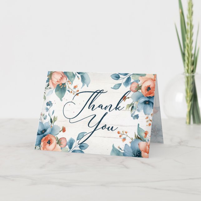 Rustic Florals Blank Thank You Card (Front)