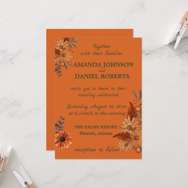 Rustic Florals Just Waiting to Invite your Guests (Front/Back In Situ)