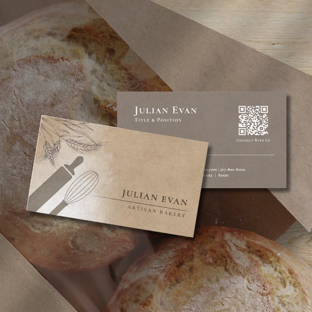Rustic Flour Whisk Pastry Chef Artisan Bakery Business Card (Rustic Flour Whisk Pastry Chef Artisan Bakery Business Card)