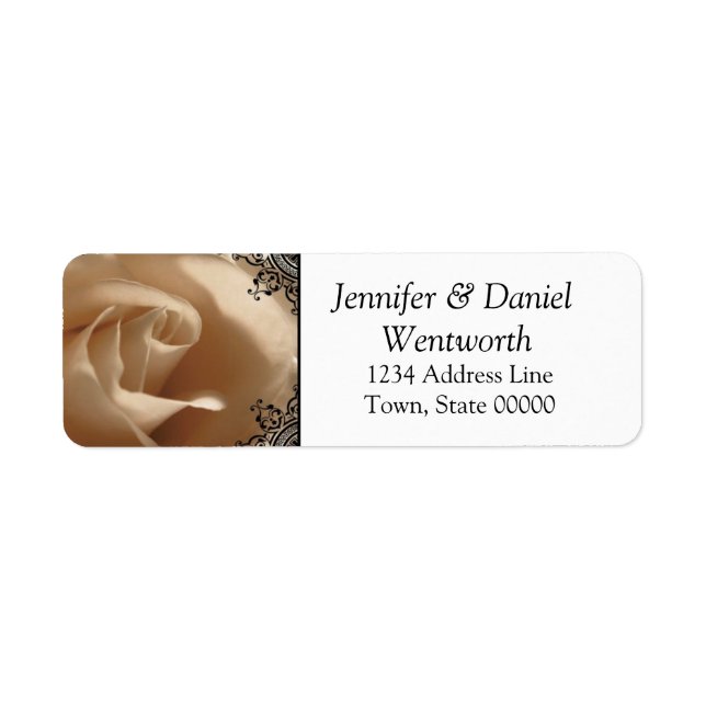 Rustic Flower Address Labels Cream Rose (Front)