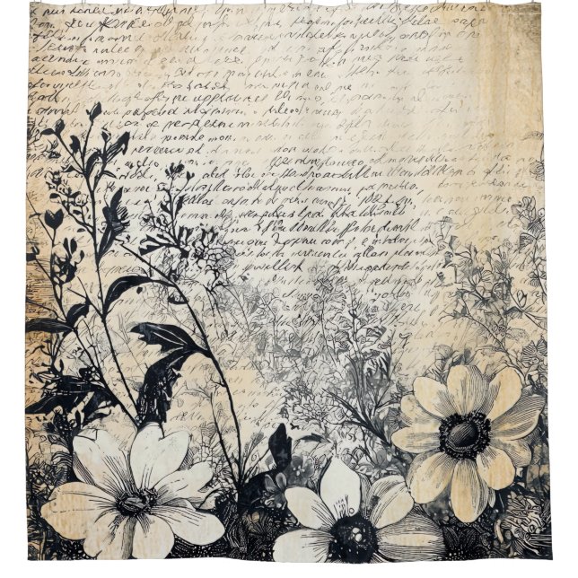 Rustic Flower and Calligraphy - Aged Brown Paper 1 (Front)