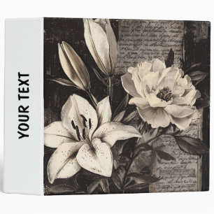 Rustic Flower and Calligraphy - Aged Brown Paper 4 Binder