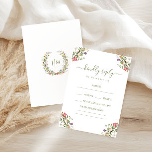 Rustic Flower Bloom Bohemian Wedding RSVP Cards