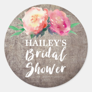 Rustic Flower Bouquet Bridal Shower Favour Sticker