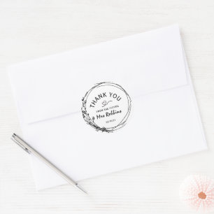 Rustic Flower Bridal Shower Thank You Favour Classic Round Sticker