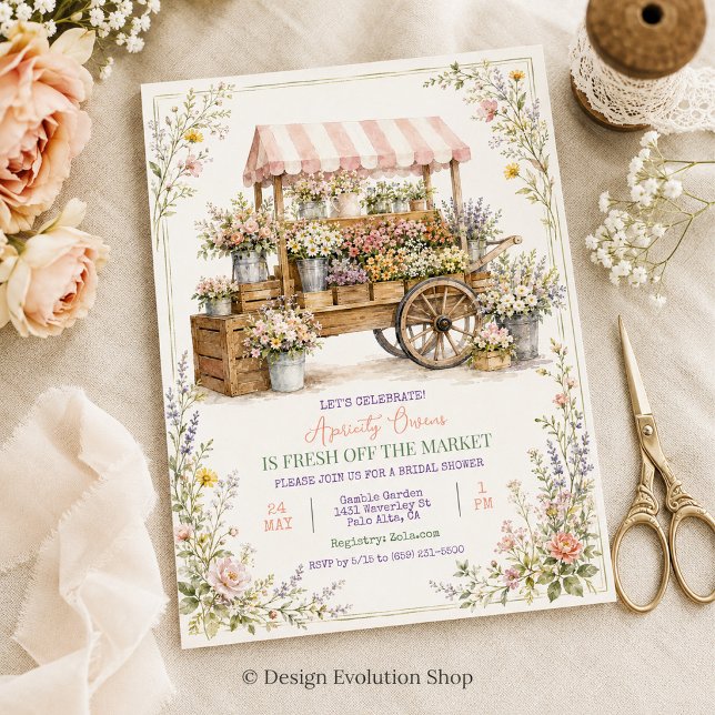 Rustic Flower Cart Bridal Shower Invitation (Creator Uploaded)