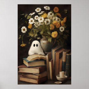 Rustic flower ghost book printable, Halloween Poster