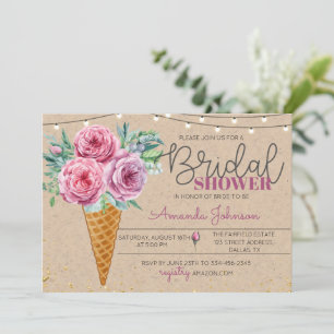 Rustic Flower in Waffle Bridal Shower Invitation