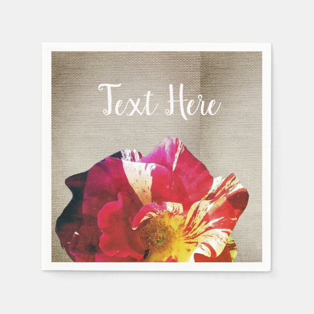 Rustic Flower Photo Custom Paper Napkins (Front)