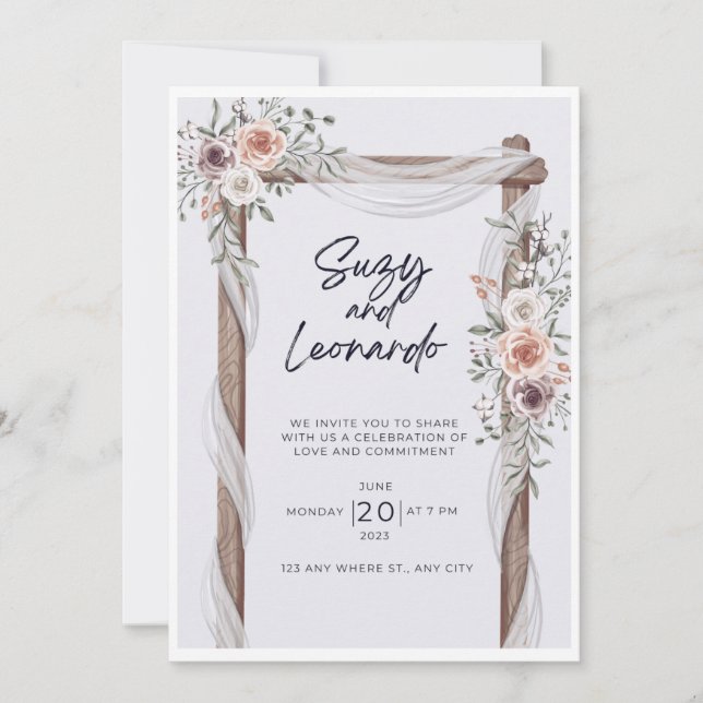 Rustic flower wedding invitation (Front)