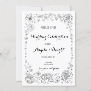 Rustic Flower Wedding Invitation