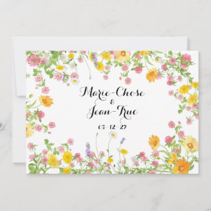 Rustic flower wreath Quebec Save the date Holiday Card