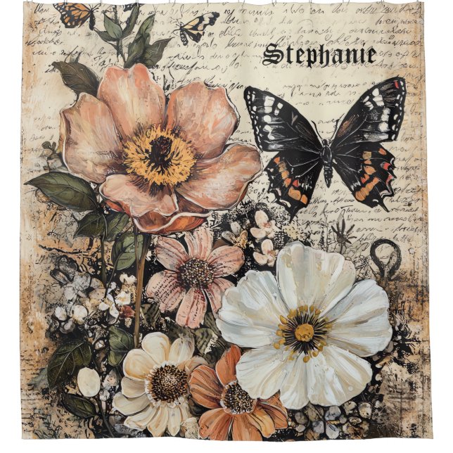 Rustic Flowers and Butterfly - Aged Paper (14) (Front)