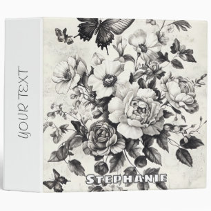 Rustic Flowers and Butterfly - Aged Paper (3) Binder