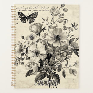Rustic Flowers and Butterfly - Aged Paper (8) Planner