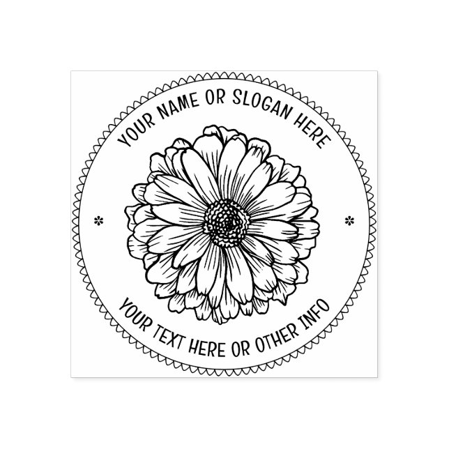 RUSTIC FLOWERS BOTANICAL | Custom Busines Logo  Rubber Stamp (Imprint)
