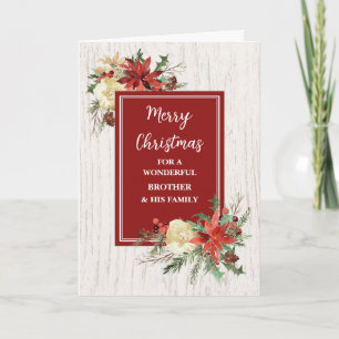 Rustic Flowers Brother & Family Christmas Card