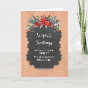Rustic Flowers Corporate Christmas Holiday Card
