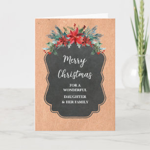 Rustic Flowers Daughter & Family Merry Christmas Card