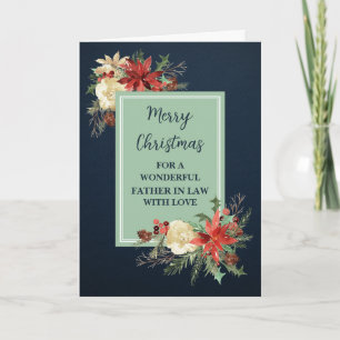 Rustic Flowers Father In Law Merry Christmas Card