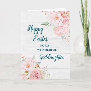 Rustic Flowers Happy Easter Goddaughter Holiday Card