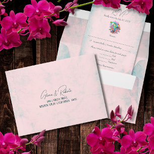 Rustic Flowers Heart Mexican Wedding RSVP Card Envelope