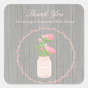 Rustic Flowers In A Vase Baby Shower Sticker