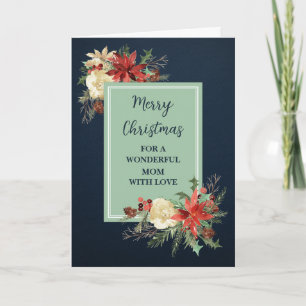 Rustic Flowers Mom Merry Christmas Card
