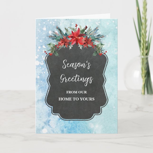 Rustic Flowers Season's Greetings Christmas Card (Front)