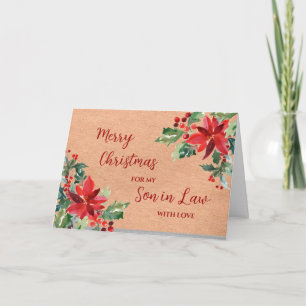 Rustic Flowers Son in Law Merry Christmas Card