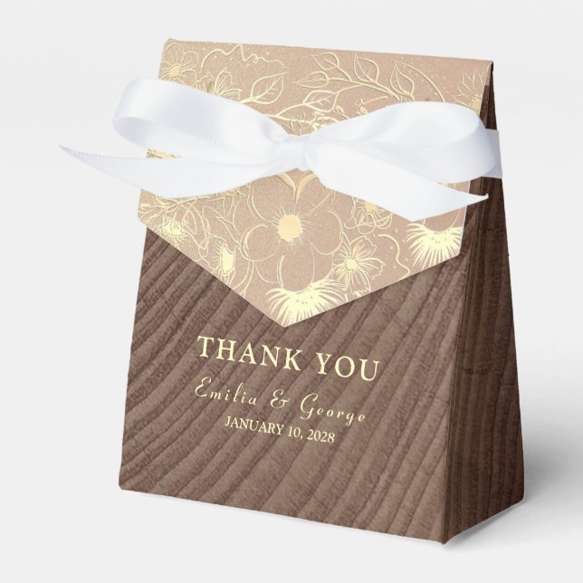 Rustic Flowers Wedding Favor Box (Front Side)