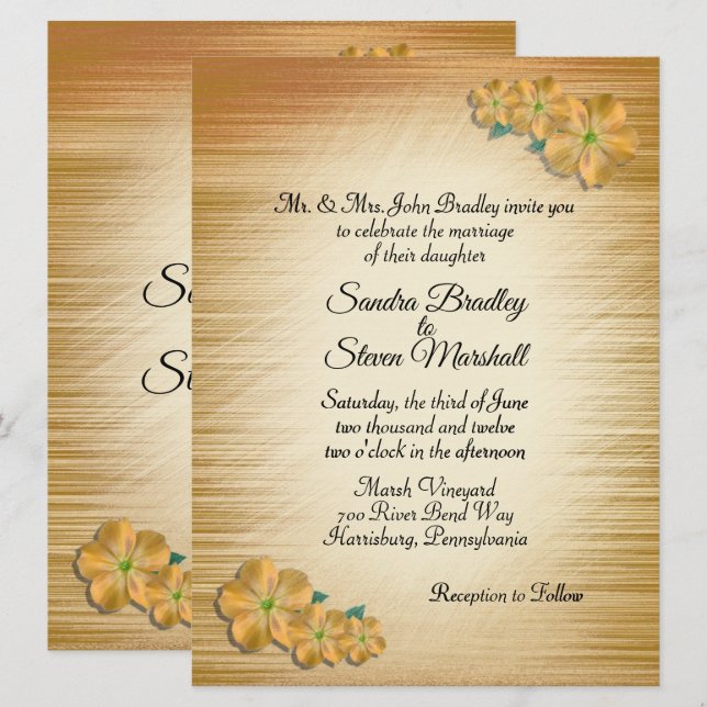 Rustic Flowers Wedding Invitation (Front/Back)