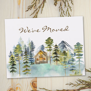 Rustic Foggy Forest Mountain Cabin We Moved Postcard
