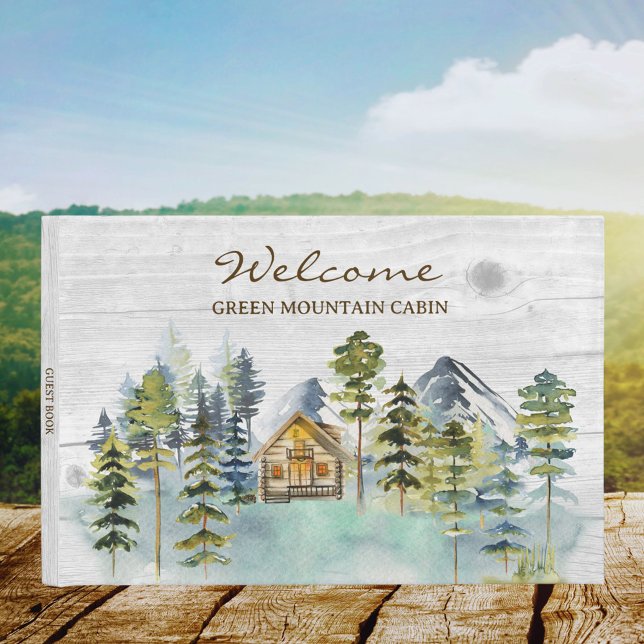 Rustic Foggy Forest Mountain Cabine Livre d'invité (In situ)