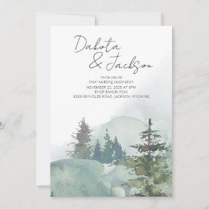 Rustic Foggy Forest Mountain Destination Wedding Invitation
