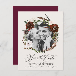 Rustic foliage and antler save the date announceme announcement