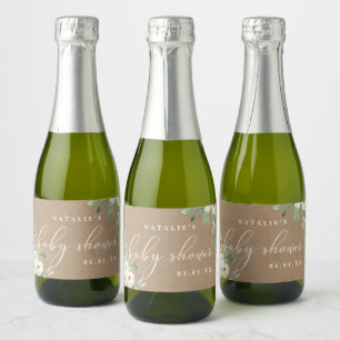 Rustic Foliage and White Mini Champagne Labels 