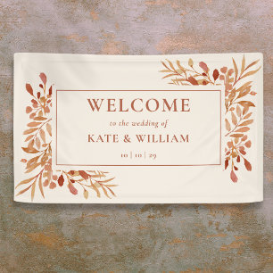 Rustic Foliage Autumn Fall Wedding Welcome Banner