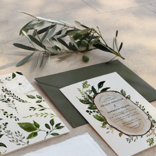 Rustic Foliage Farmhouse Elegant Botanical Wedding Invitation