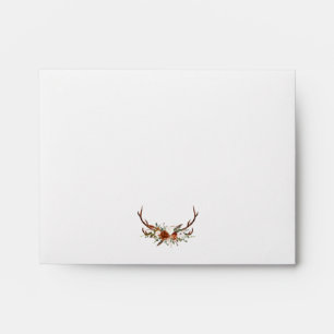 Rustic foliage, floral and stag wedding envelope