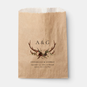 Rustic foliage floral and stag wedding party favou favour bag