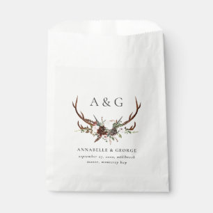 Rustic foliage floral and stag wedding party favou favour bag