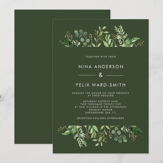 Rustic Foliage Frame Wedding Invitation (Front/Back)