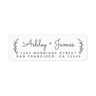 Rustic Foliage Script Names Return Address Label