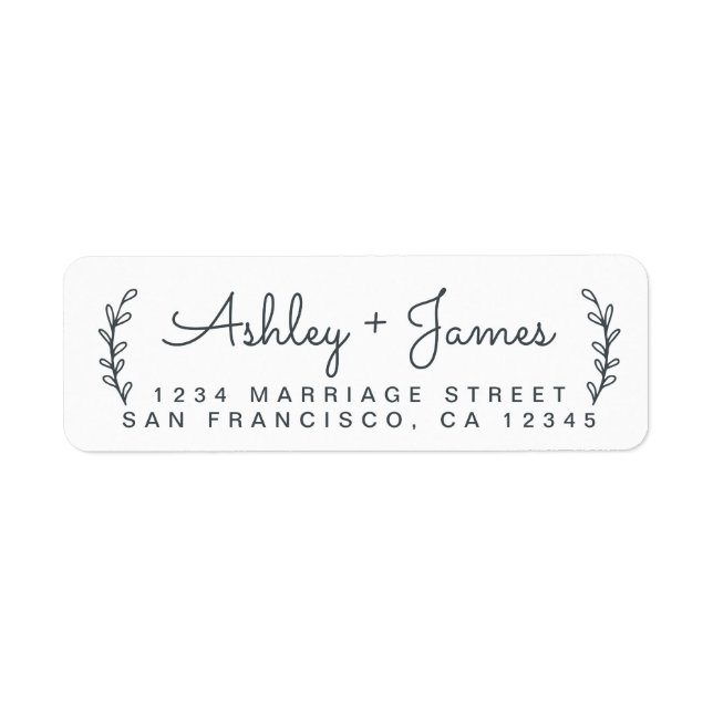 Rustic Foliage Script Names Return Address Label (Front)