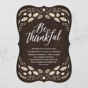 Rustic Foliage   Thanksgiving Dinner Invitation