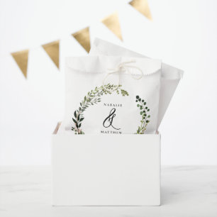 Rustic foliage wreath fall winter wedding party favour bag