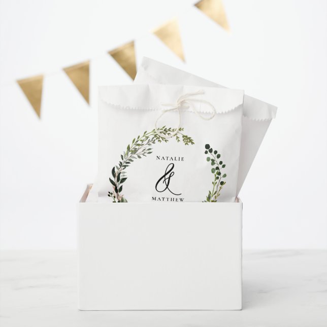 Rustic foliage wreath fall winter wedding party favour bag (Party)