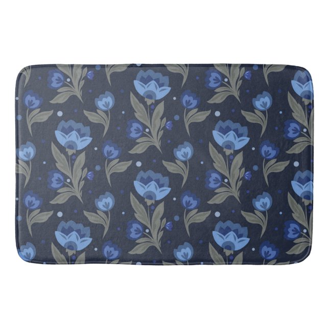 Rustic folk art floral texture bath mat (Front)