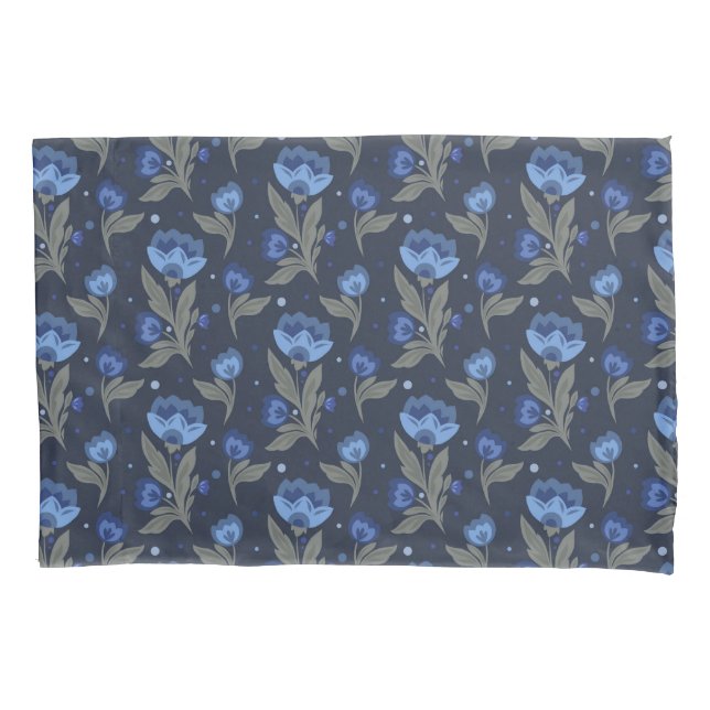 Rustic folk art floral texture pillowcase (Front)